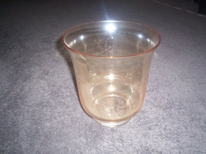 PARTYLITE AMBER TINTED HURRICANE PILLAR CANDLEHOLDER