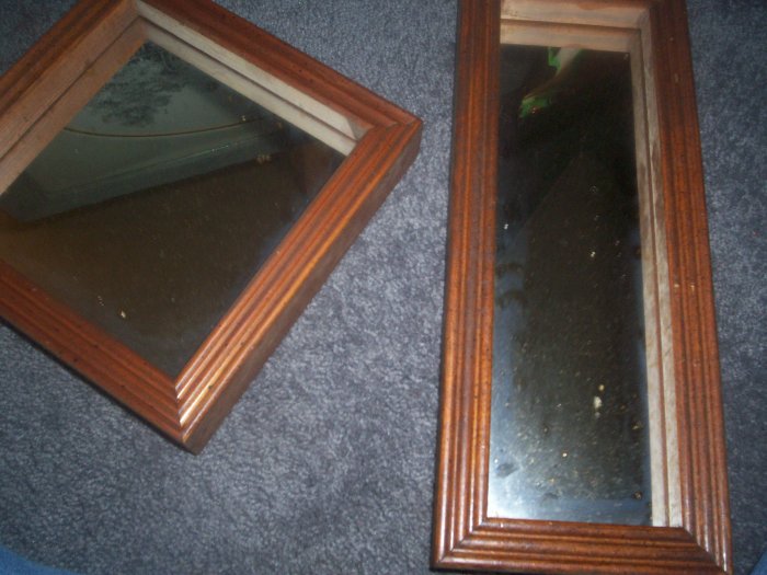 Wall Mirrors with Wooden Frames set of two