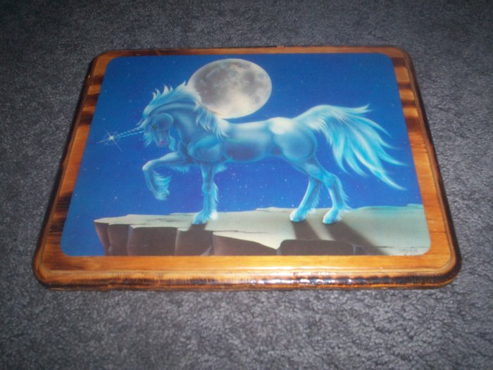 Wood Plaque with Unicorn Picture