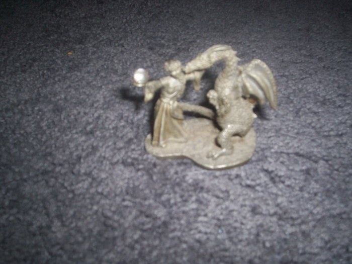 Fantasy Figurine Dragon Kissing Maiden Called "Maiden Kiss" By Gallo Fine Pewter