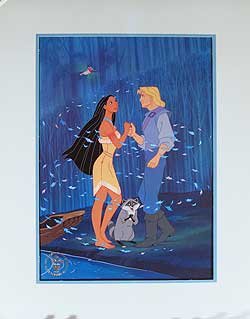 Disney Litho Lithograph Pocahontas Cartoon 1995