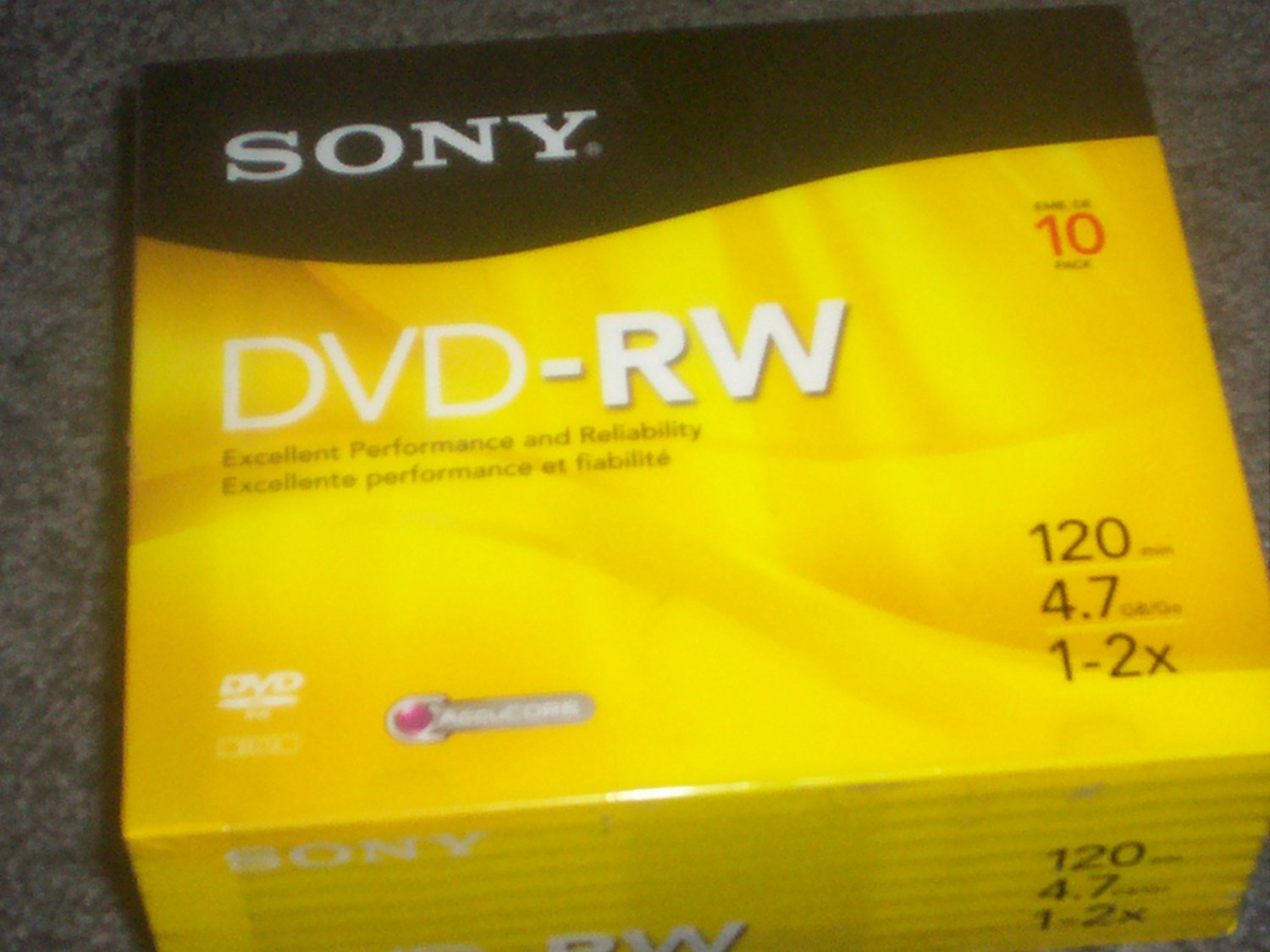SONY 1-2X 4.7GB 120Min DVD-RW Blank Media Disc