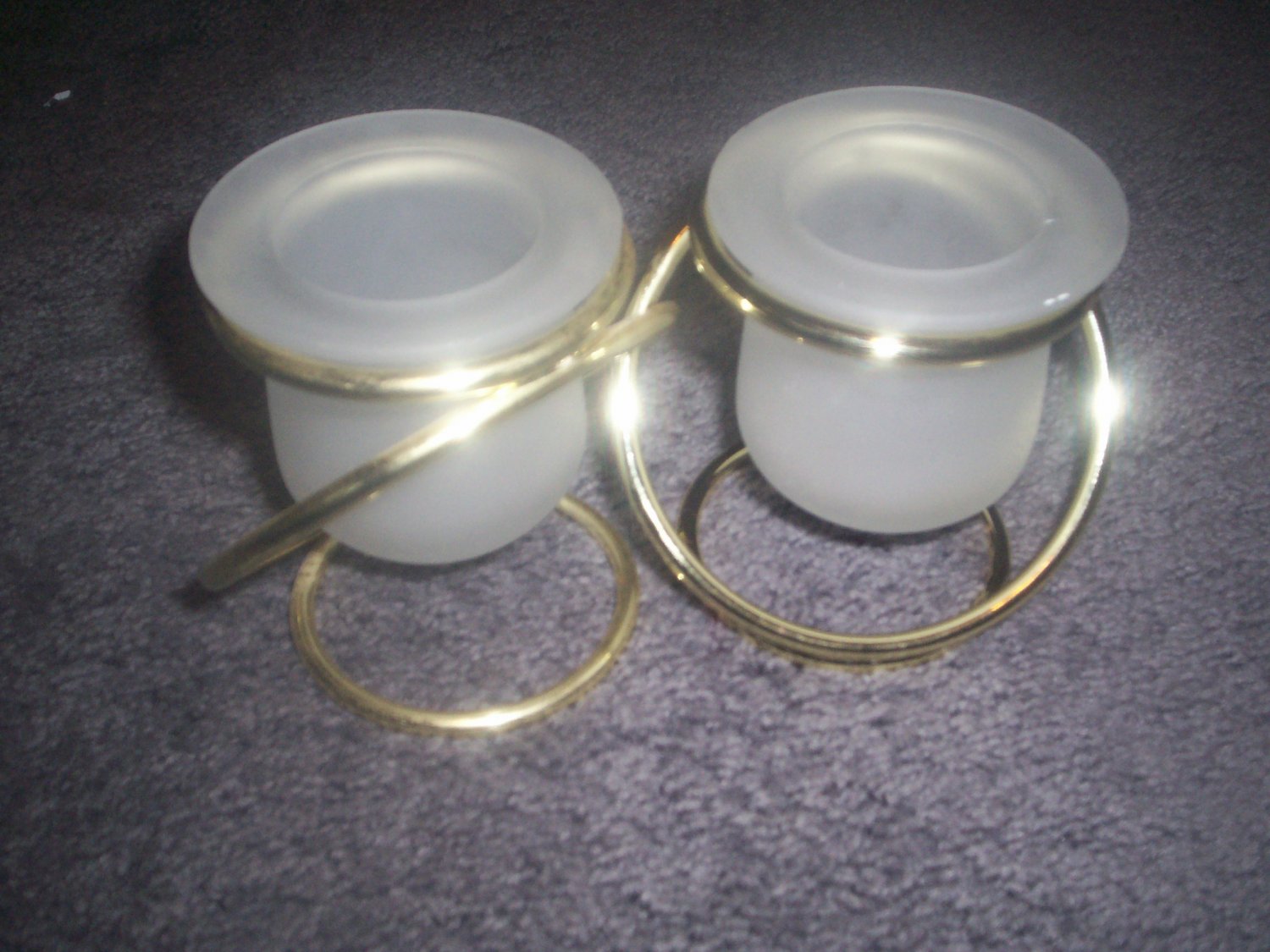 Partylite Gemini Brass & Frosted Glass Twin Votive Holder