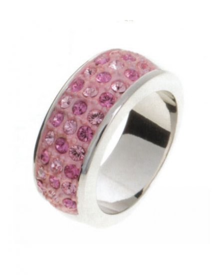 Lady Swarovski Crystals Pink Ring Jewelry Jewellery NEW - 3 Rows RING DIVA