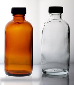 (36 ct) 8 oz (240 ml) Clear Boston Round Glass Bottles with Caps (Empty)