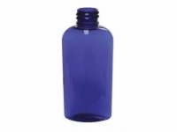 Wholesale Plastic Bottles (72 ct) 4 oz Blue Plastic Oval Bottles w/ Non Dispensing Black Caps