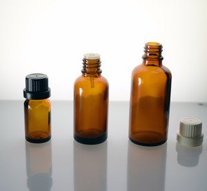 (144 ct) 1 oz (30 ml) Amber Glass European Dropper Bottles with Caps and Orifice Reducers