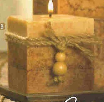 RUSTIC WOOD SQUARED CANDLE (#39242 )