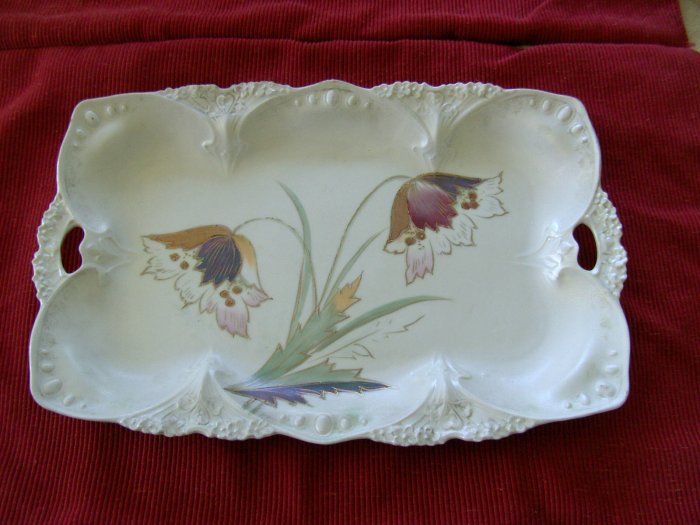 Antique Platter Hand Painted ? Czech glass