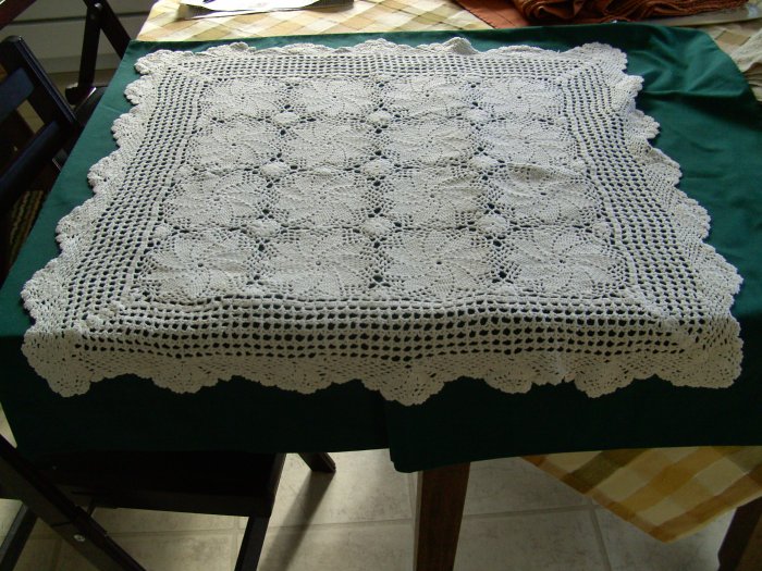 Vintage White HandCrocheted Doily/Table Mat 28 inches