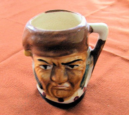 Two Miniature Character Mugs/Creamers: Toby Mug style