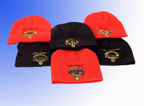 Scottish Clan crest or National image in full colour embroidered on Toque