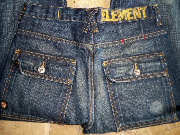 element jeans men skateboard 28x32 low rise junk yard wash