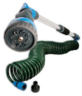 Coiled Hose and adjustable watering wand