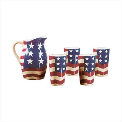 Patriotic Pitcher And Tumblers