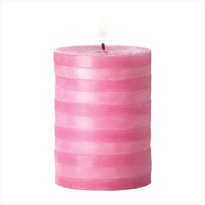 Pink Striped Pilliar Candle