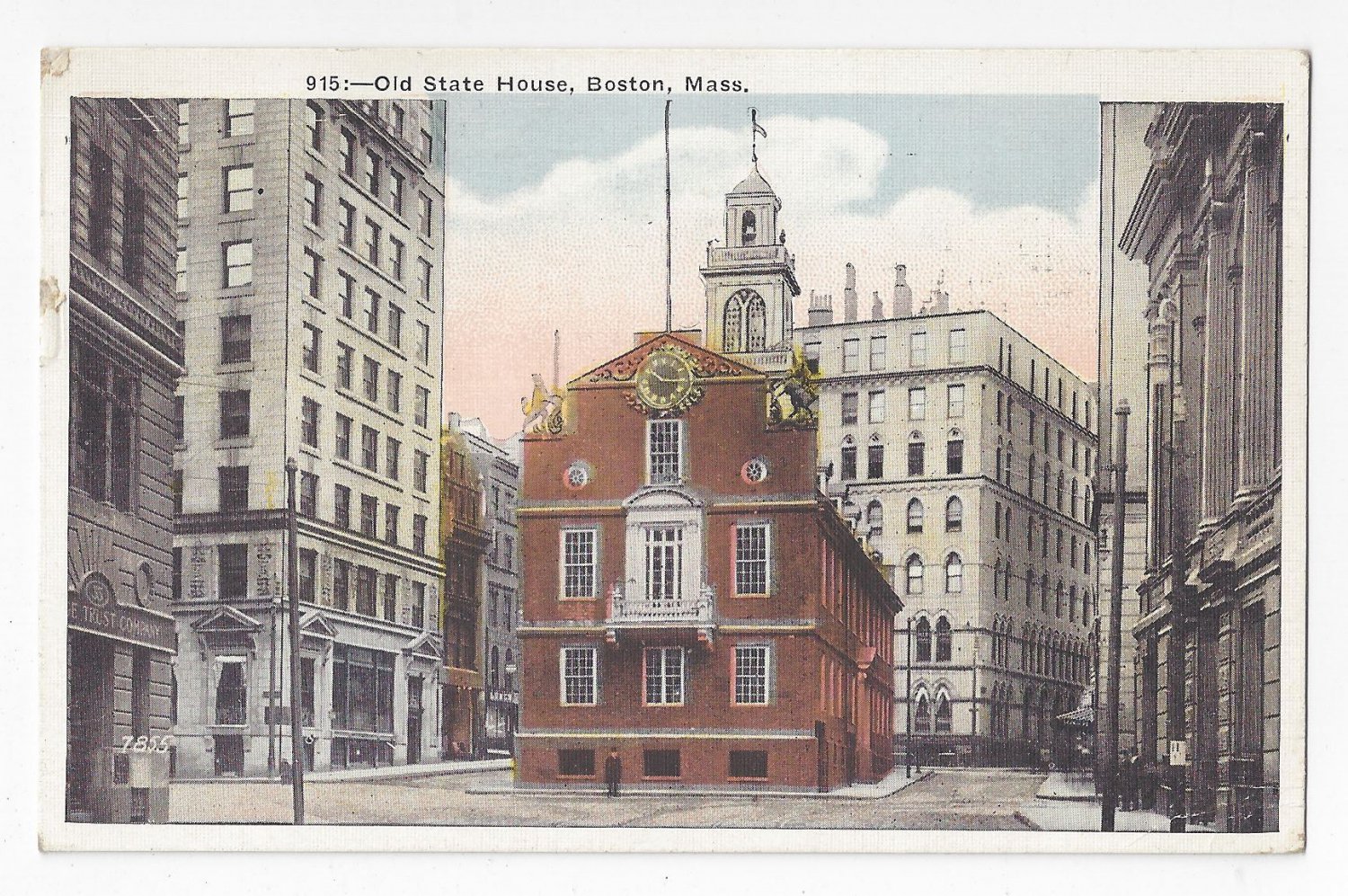 Boston MA Old State House Vintage 1922 Postcard