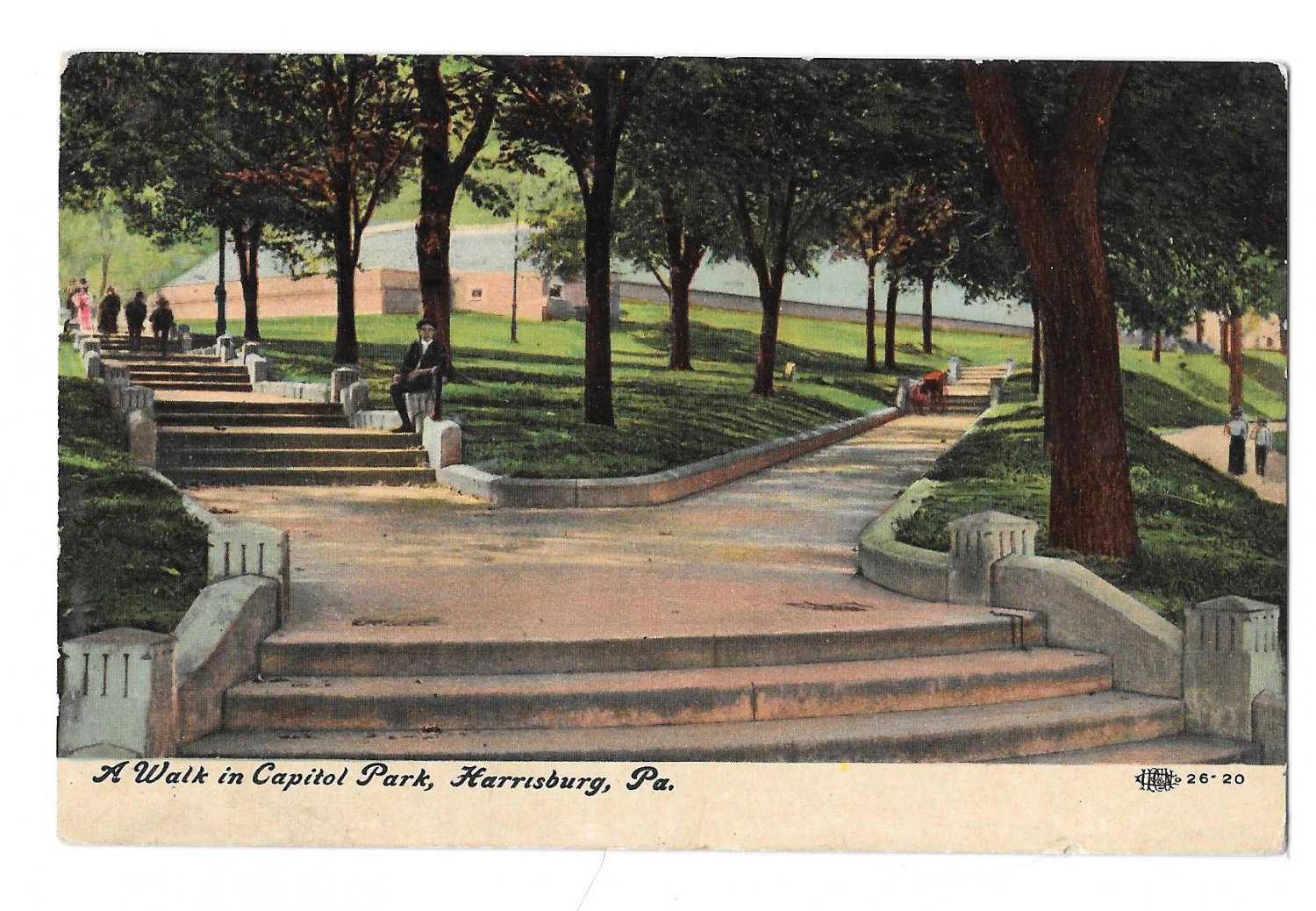 Harrisburg PA Capitol Park Walk Vintage 1911 Postcard