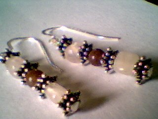 Genuine Rose Quartz, Purple Aventurine & Sterling Earrings