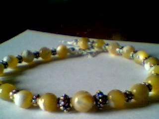 Genuine Golden Mother Of Pearl & Sterling Silver Bracelet