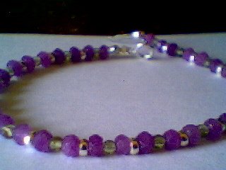 Genuine Lavender Jade, Peridot and Sterling Silver Bracelet