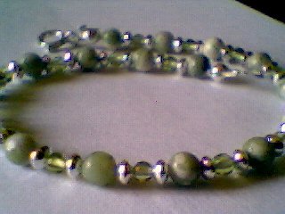 Genuine Peace Jade, Peridot and Sterling Silver Bracelet