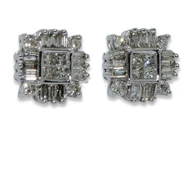 Diamond Earrings - Invisible Setting Square Earring