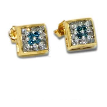 Diamond Earrings - Invisiible White and Blue Diamond Earrings