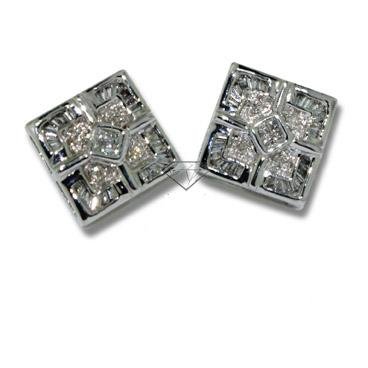Diamond Earrings - Invisible Setting Square Diamond Earrings