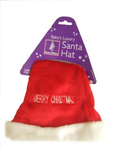 BABYS SANTA HAT WITH MERRY CHRISTMAS LOGO