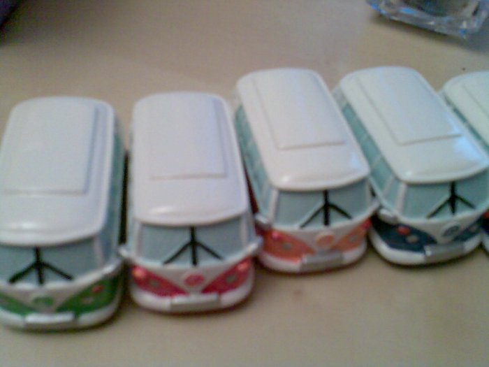 SET OF 6 COLLECTABLE MINITURE VOLKS WAGON CAMPER VANS