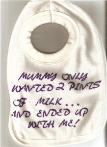 TOWELLING BABY BIB WITH FUNNY SLOGAN/LOGO NEW