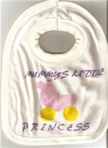 BABY GIRL'S MUMMY'S LITTLE PRINCESS TOWELLING BIB NEW