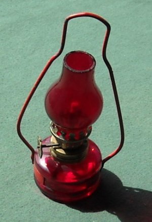 Miniature Lamp on Vintage Mini Miniature Oil Lamp Ruby Red Glass