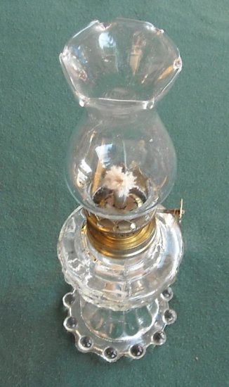 Vintage Miniature Oil Lamp Clear Glass Shade And Base