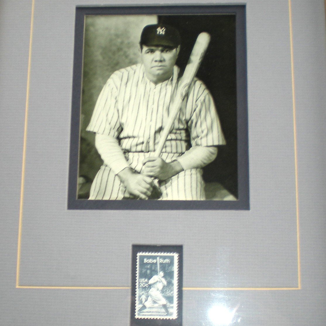 Babe Ruth And C Stamp Framed