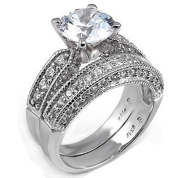 Silver Engagement 2 Set Rings
