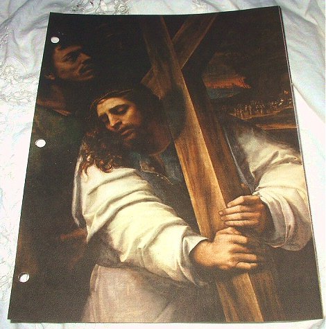 CHRIST BEARING THE CROSS-DEL PIOMBO - VINTAGE LITHOGRAPH