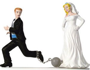 Unique and Fun Ball & Chain Bride & Groom Wedding Cake Topper Top