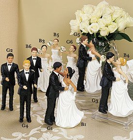 Choose your own Bride & Groom Wedding Cake Topper Top Every Race, Even a Bald Groom