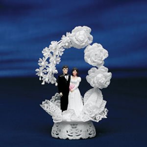 Elegant White Floral Bride & Groom Wedding Cake Topper Ornament
