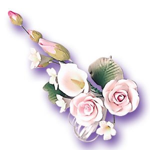 6 x Calla Lily & Rose Sugar Gum Paste Flower Wedding Cake Display Toppers