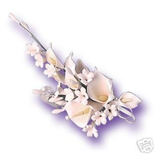 6 x White Calla Lily Sugar Gum Paste Flower Wedding Cake Display Toppers