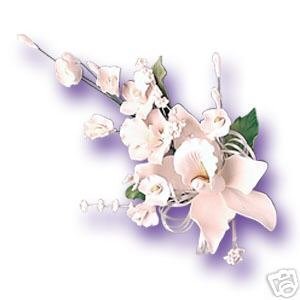 3 x DELUXE White Orchid Sugar Gum Paste Flower Wedding Cake Display Toppers