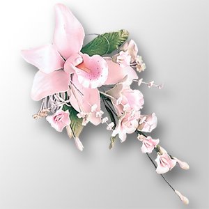 3 x DELUXE Pink Orchid Sugar Gum Paste Flower Wedding Cake Display Toppers