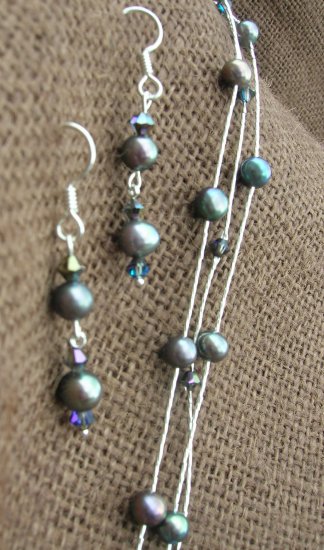 Sterling, Pearl, and Swarovski Crystal Set