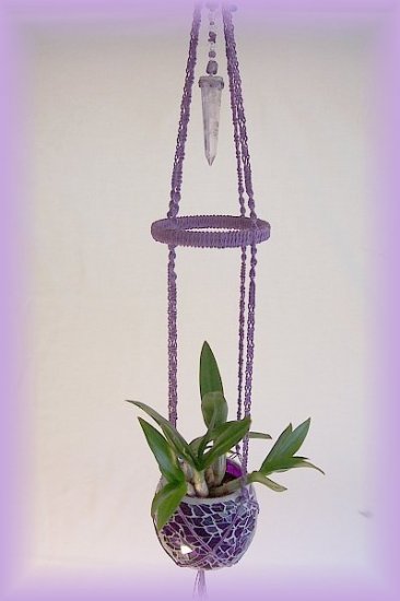 Small Amethyst Mosaic Pot Plant Hanger