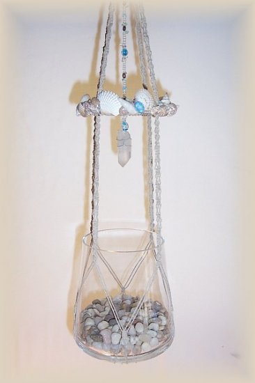 Hanging Jute and Shells Beta Fish Bowl