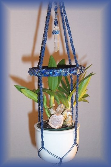 Small Denim Jute & Lapis Plant Hanger