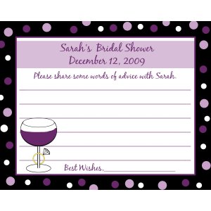 24 Personalized Bridal Shower Advice Cards - WINE AND RING in Purples